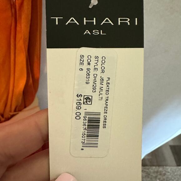 NWT Tahari ASL Ombre' Pleated Trapeze Midi Dress Sz 6 Handkerchief Hem MSRP $169 - Picture 13 of 14